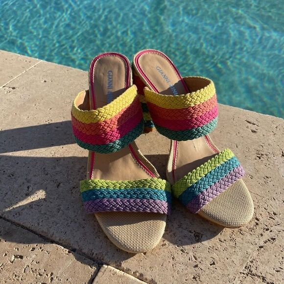 Gianni Bini Rainbow Block Heels - Picture 1 of 5
